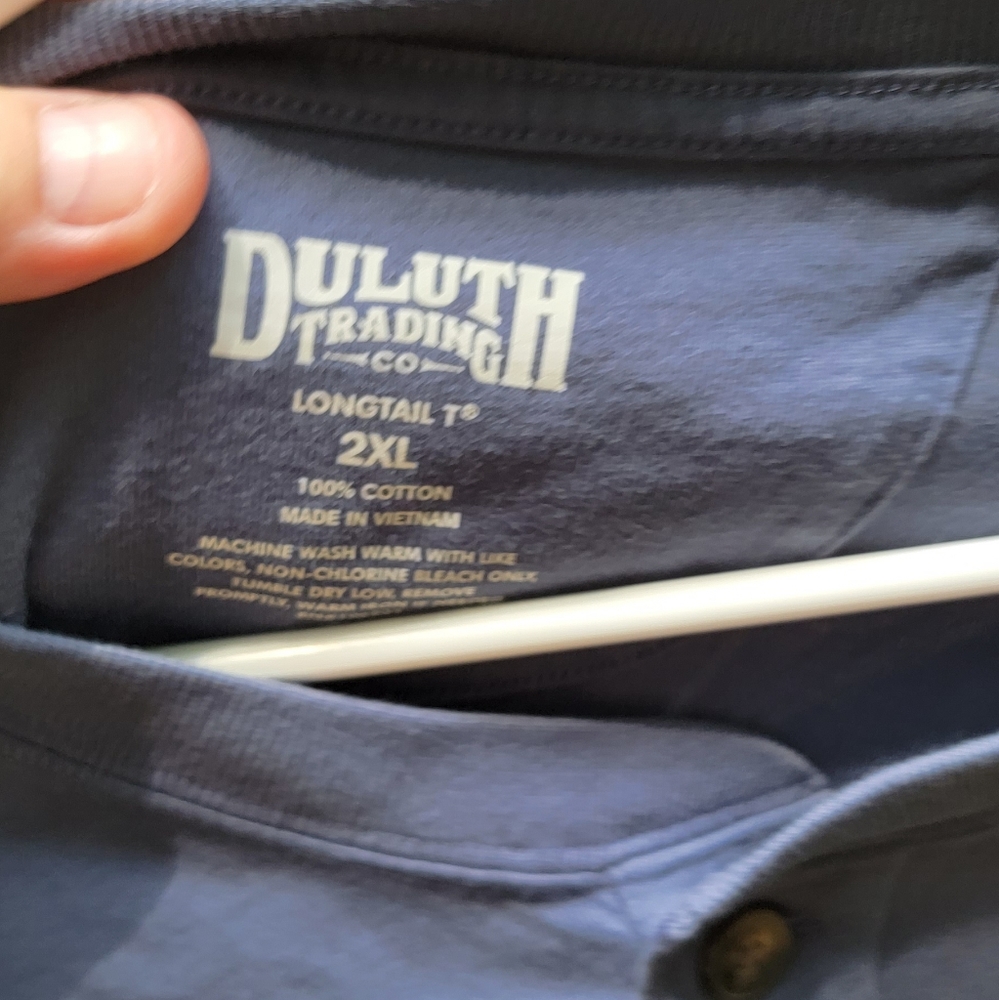 Duluth Trading Longtail Tee (long sleeve Henley style) blue